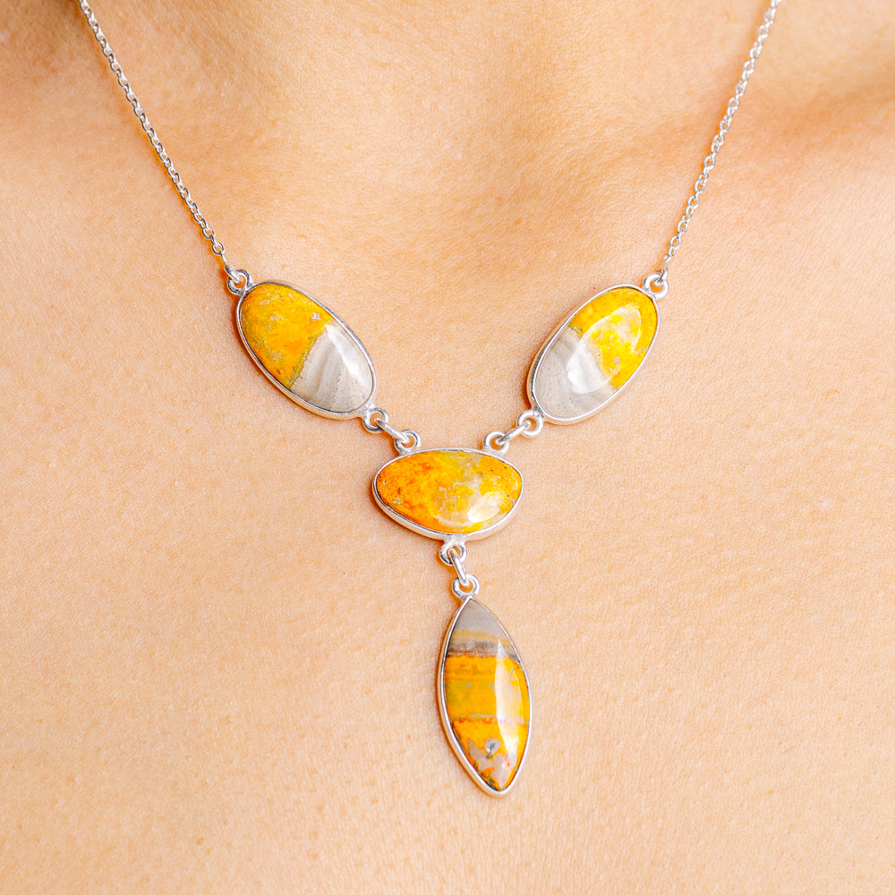 Bumblebee Jasper Necklace 17 to 19" (.925 Sterling Silver)