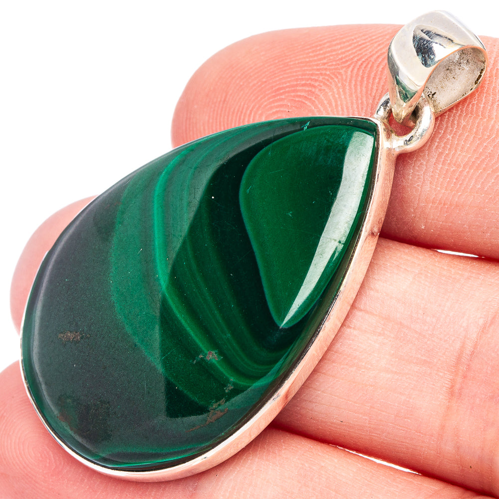 Malachite Pendant 1 5/8" (925 Sterling Silver) P44641