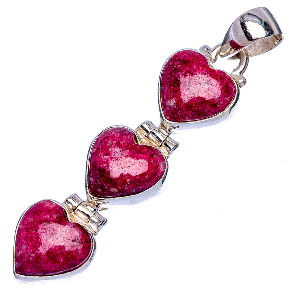 Thulite, Garnet Heart Pendant 1 7/8" (925 Sterling Silver) P40137