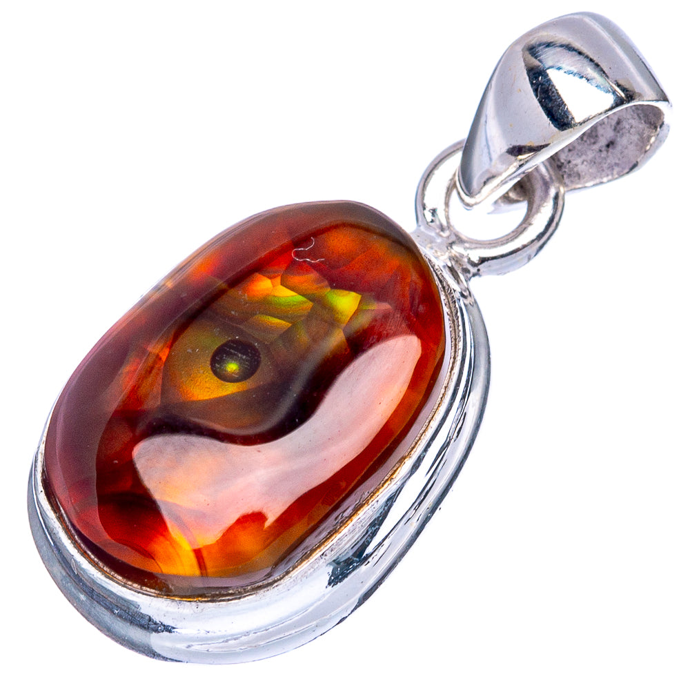 Rare Mexican Fire Agate Pendant 1 1/8" (925 Sterling Silver) P41698