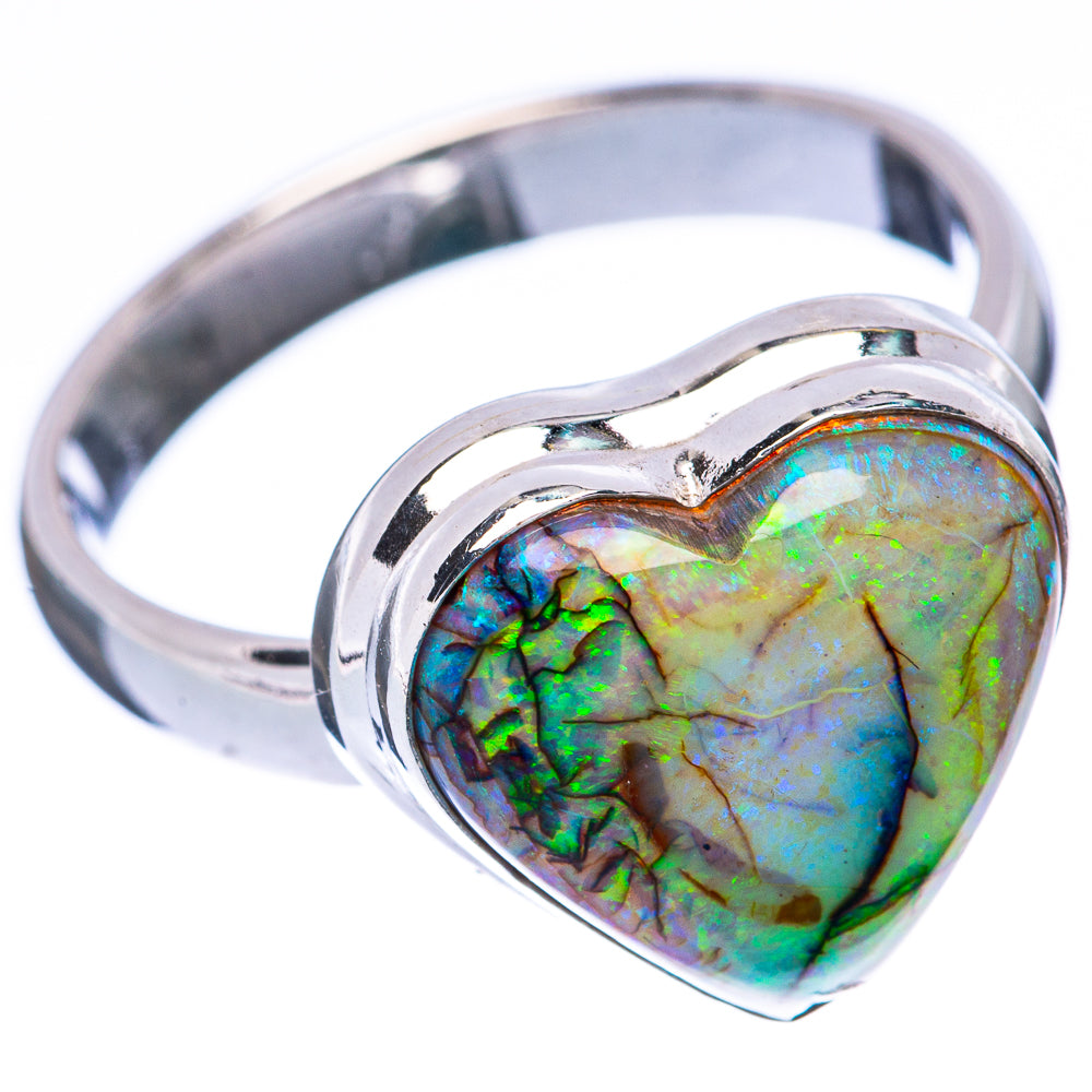 Rare Sterling Opal Heart Ring Size 8.25 (925 Sterling Silver) R2222