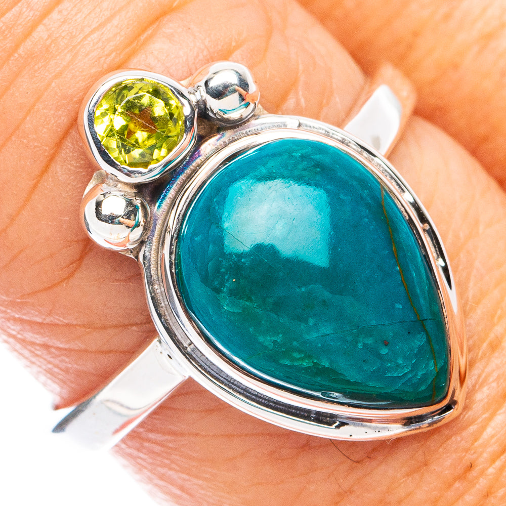 Premium Chrysocolla, Peridot Ring Size 8.75 (925 Sterling Silver) R7622