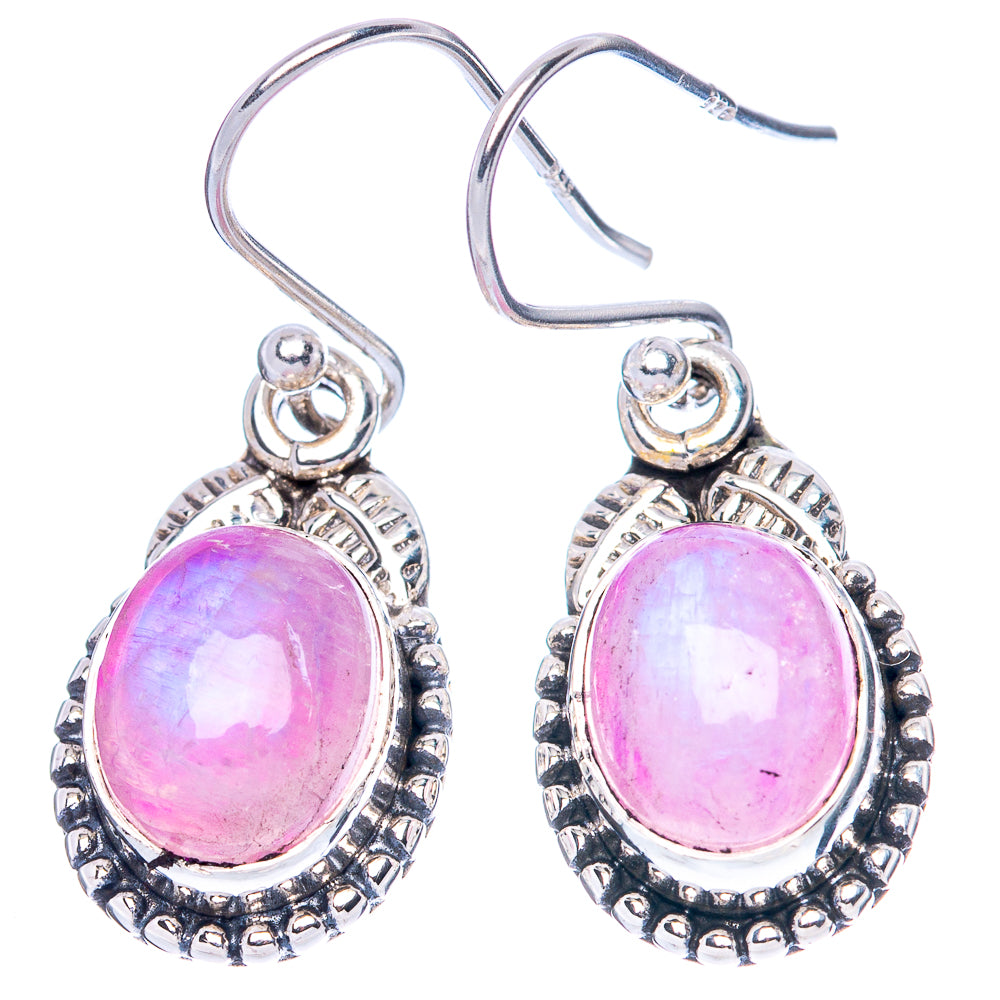 Pink Moonstone Earrings 1 1/8" (925 Sterling Silver) E1377