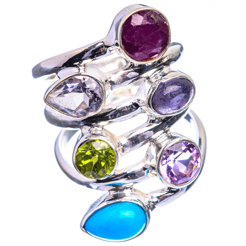 Large Ruby, White Quartz, Tanzanite, Peridot, Amethyst, Sleeping Beauty Turquoise Ring Size 5.75 (925 Sterling Silver) R143168