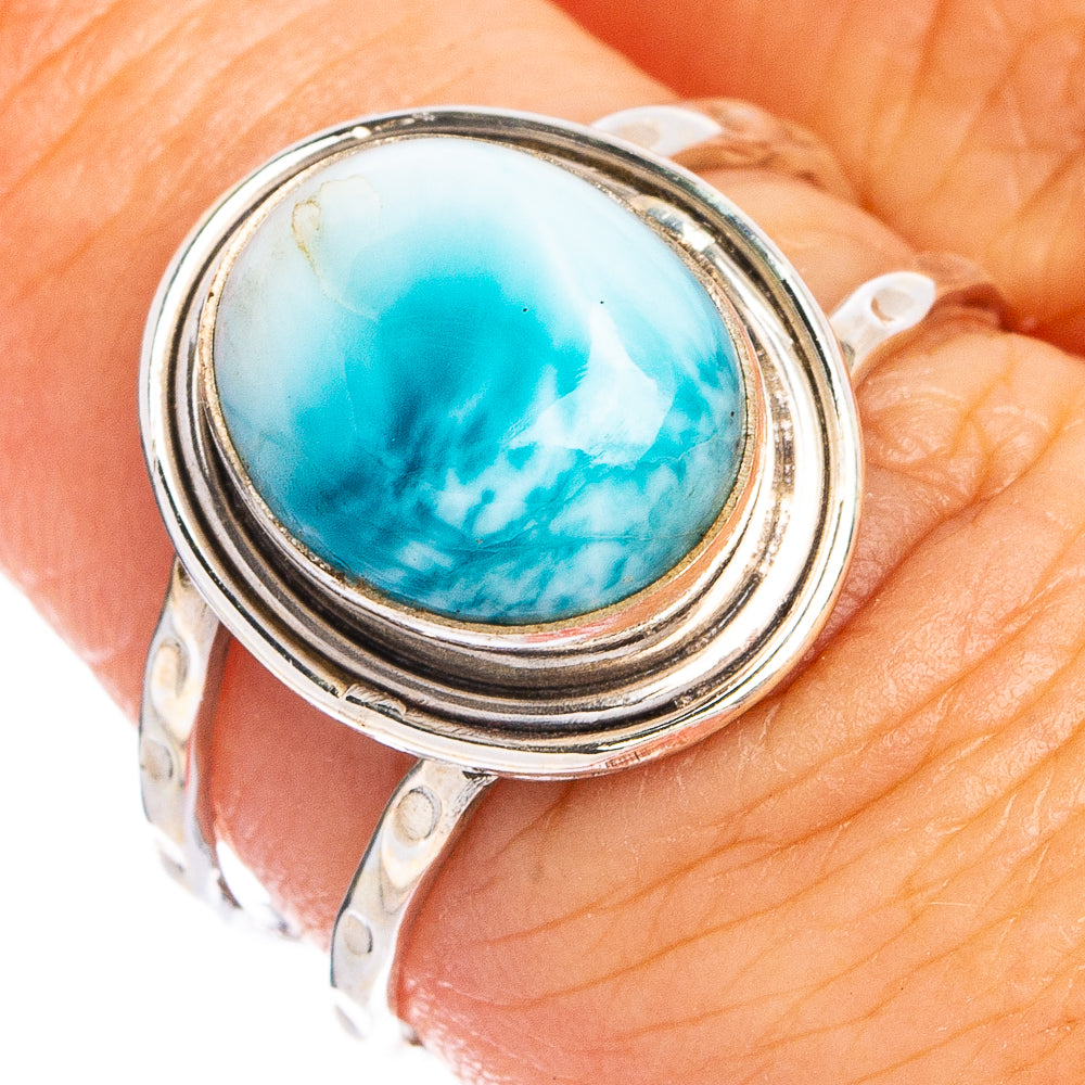 Rare Larimar Ring Size 7.5 (.925 Sterling Silver)