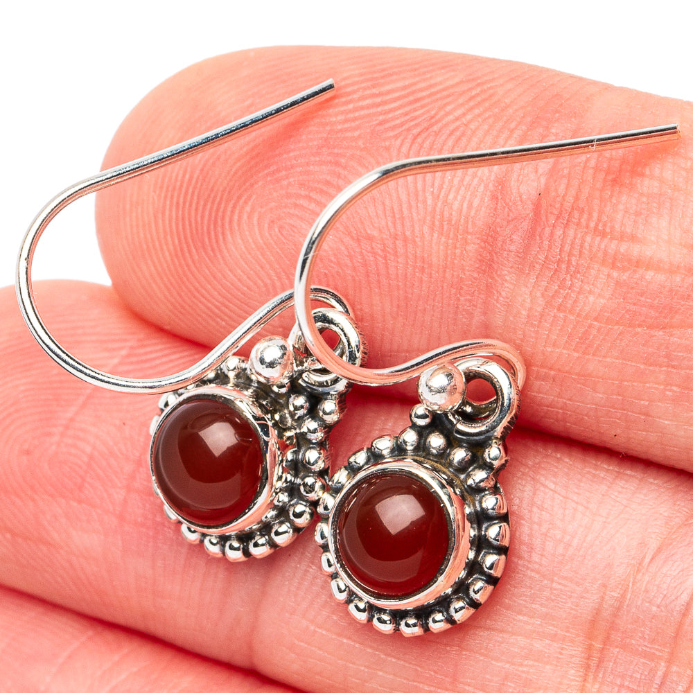 Carnelian Earrings 1 1/8" (925 Sterling Silver) E3126