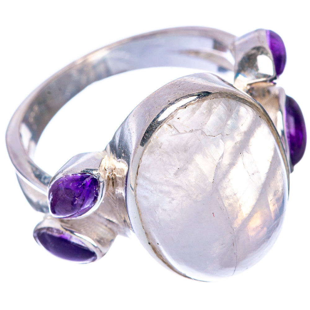 Rainbow Moonstone, Amethyst Ring Size 7 (925 Sterling Silver) R144873