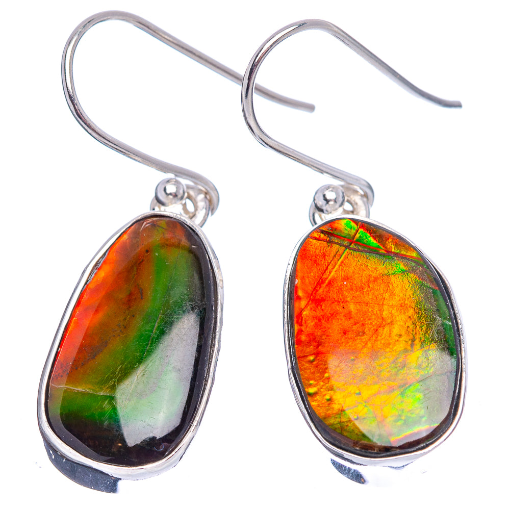 Premium Canadian Ammolite Earrings 1 3/8" (.925 Sterling Silver)
