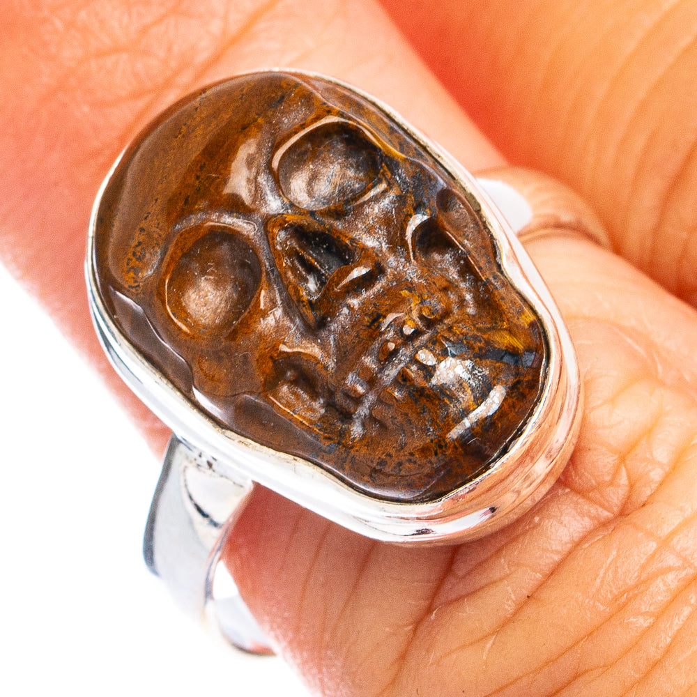 Goldstone Skull Ring Size 8 (925 Sterling Silver) R8370