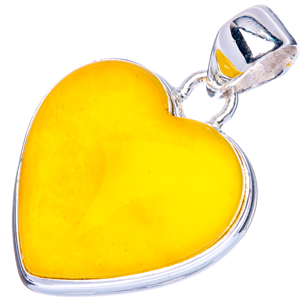 Amber Heart Pendant 1 1/4" (925 Sterling Silver) P41624