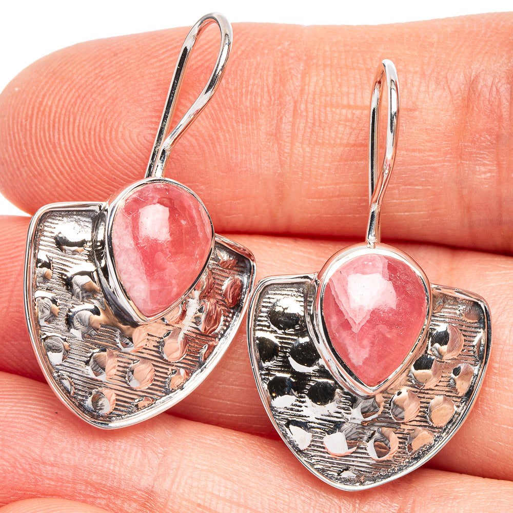 Rhodochrosite 925 Sterling Silver Premium Earrings 1 1/4" (925 Sterling Silver) E2250