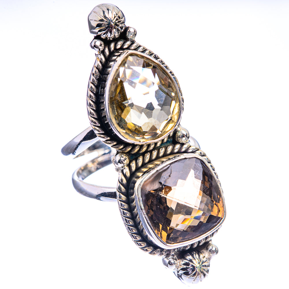 Smoky Quartz, White Quartz Ring Size 6 (925 Sterling Silver) R142067