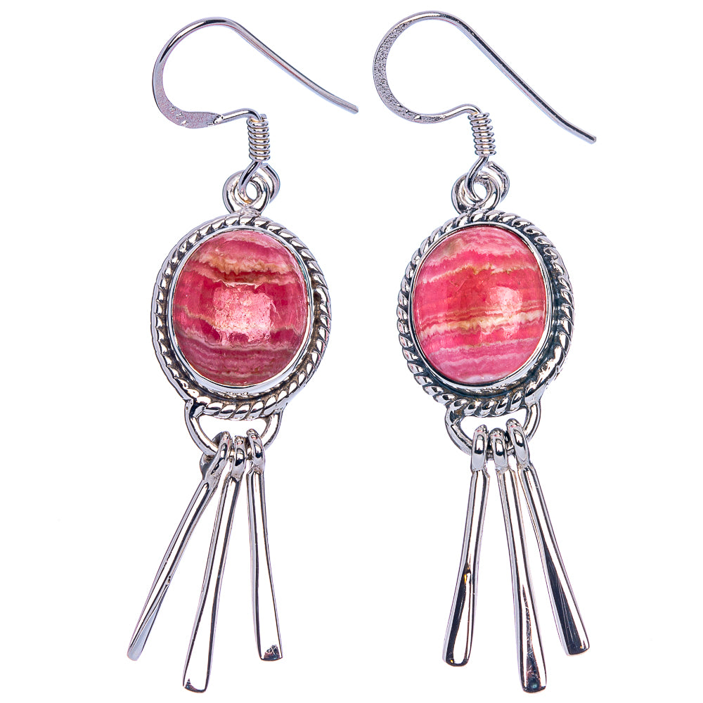 Premium Rhodochrosite Earrings 2 1/8" (925 Sterling Silver) E1195