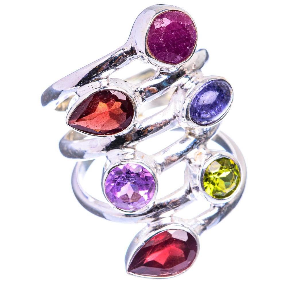 Large Ruby, Garnet, Tanzanite, Amethyst, Peridot, Garnet Ring Size 6 (925 Sterling Silver) R142887