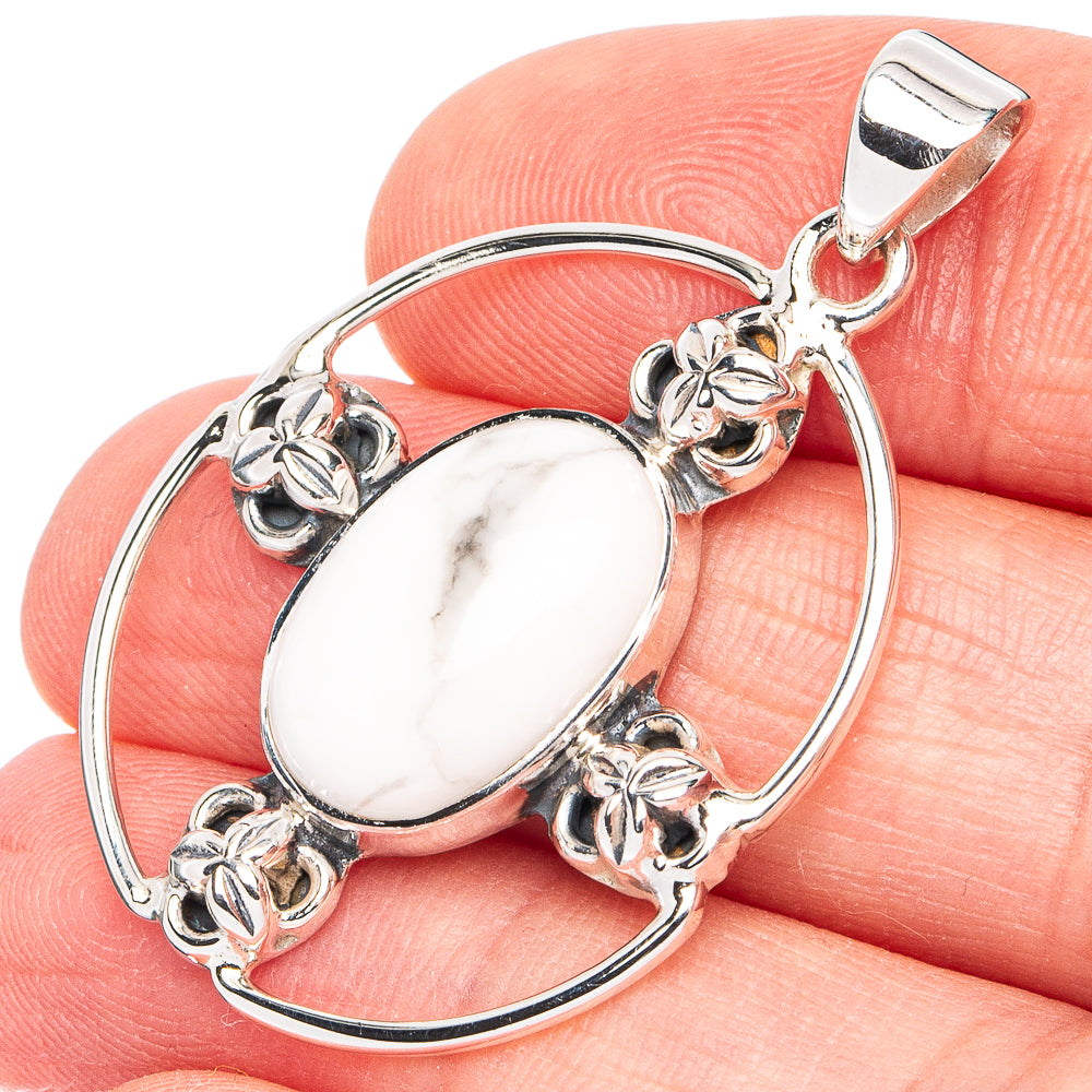 Premium Howlite Pendant 1 1/2" (925 Sterling Silver) P45040