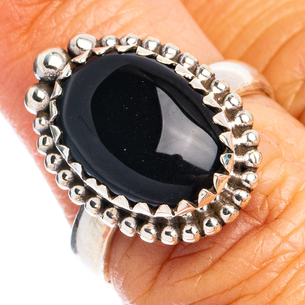 Black Onyx Ring Size 6.75 (925 Sterling Silver) R8508