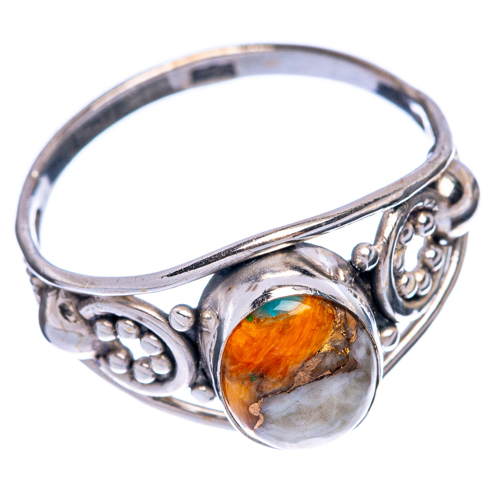 Spiny Oyster Turquoise Dainty Ring Size 8 (925 Sterling Silver) R145639