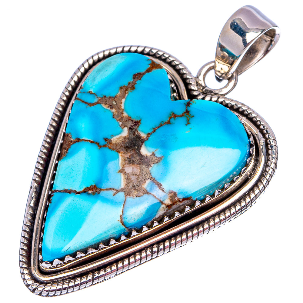 Rare Golden Hills Turquoise Pendant 1 5/8" (.925 Sterling Silver)