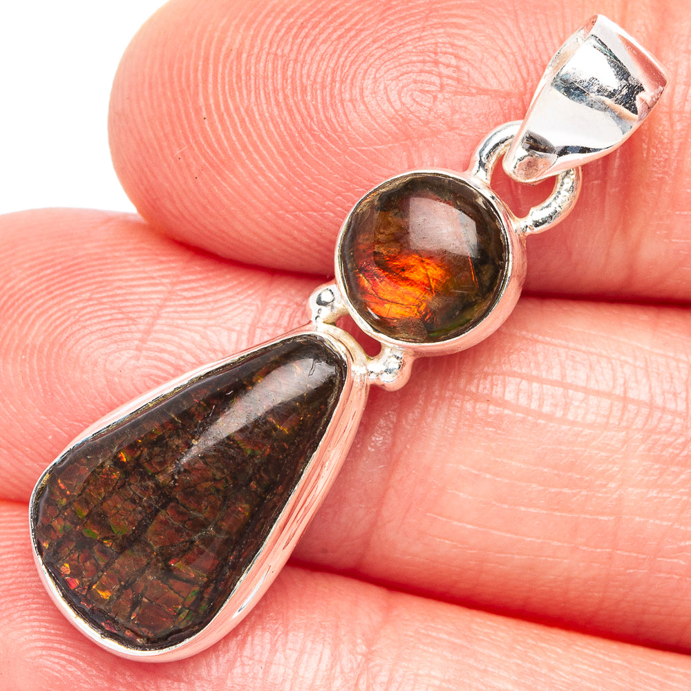 Rare Ammolite Pendant 1 3/8" (925 Sterling Silver) P44082