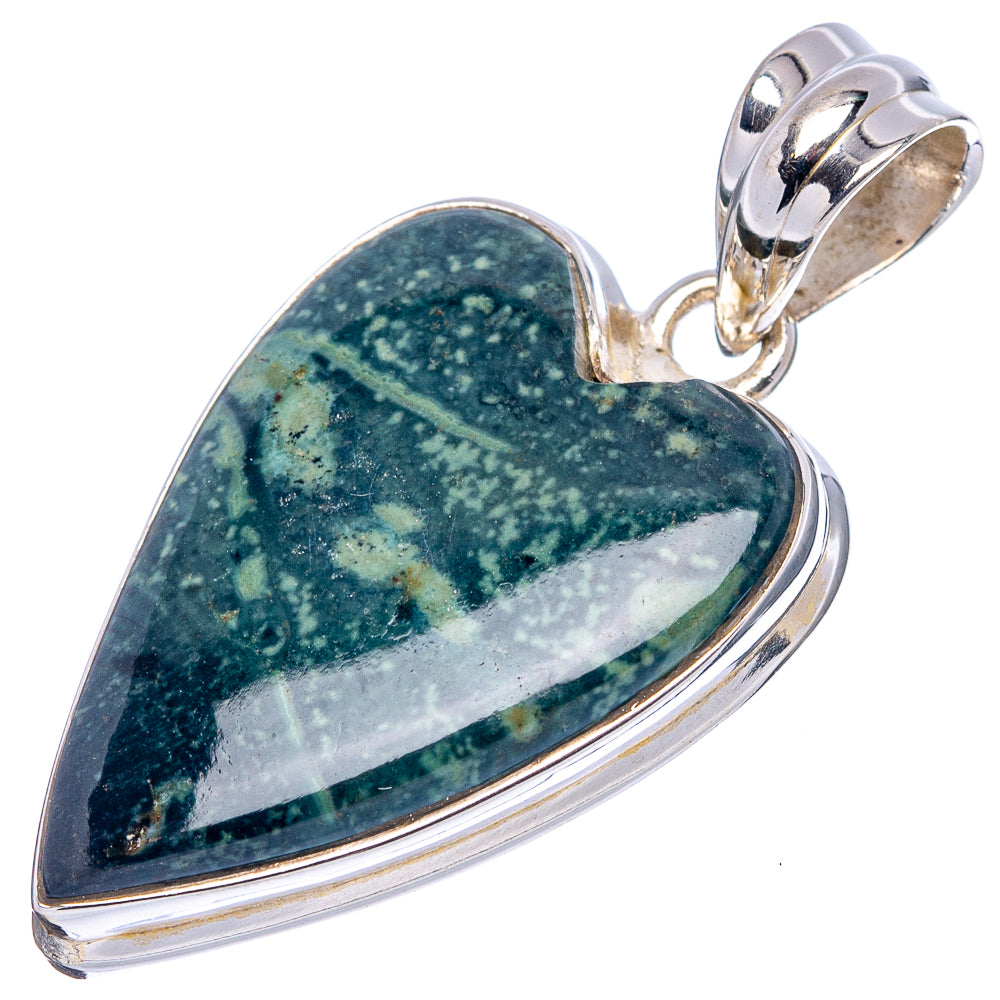 Kambaba Jasper Heart Pendant 1 1/2" (.925 Sterling Silver)