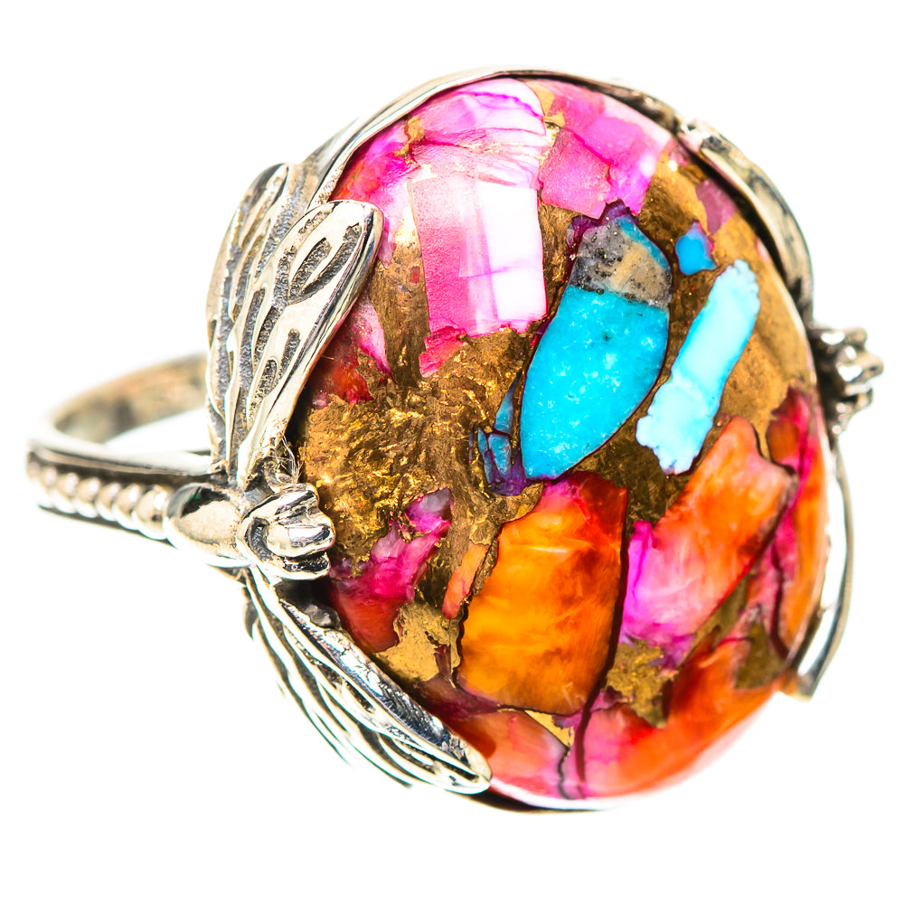 Kingman Pink Dahlia Turquoise Ring Size 7 (925 Sterling Silver) RING138837