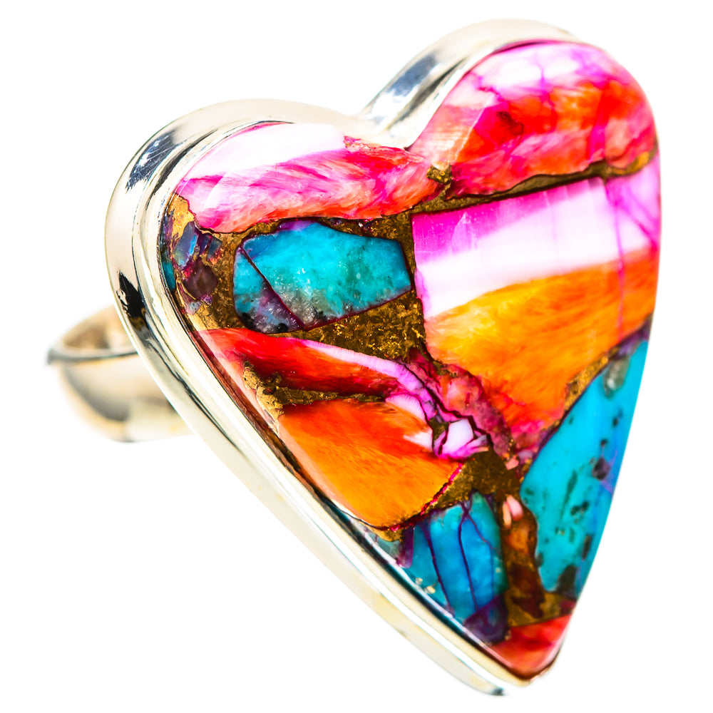 Large Kingman Pink Dahlia Turquoise 925 Sterling Silver Ring Size 6.75 (925 Sterling Silver) RING139516