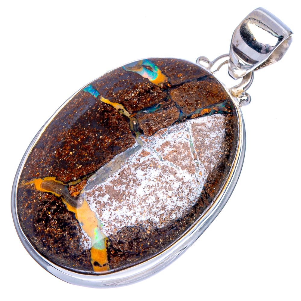 Rare Boulder Opal Pendant 1 1/2" (925 Sterling Silver) P40566