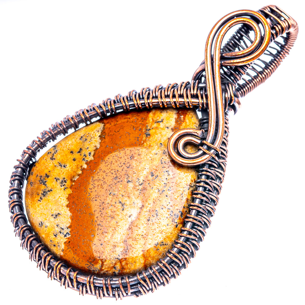 Picture Jasper Wire Wrap Pendant 2 3/8" (Oxidized Copper)