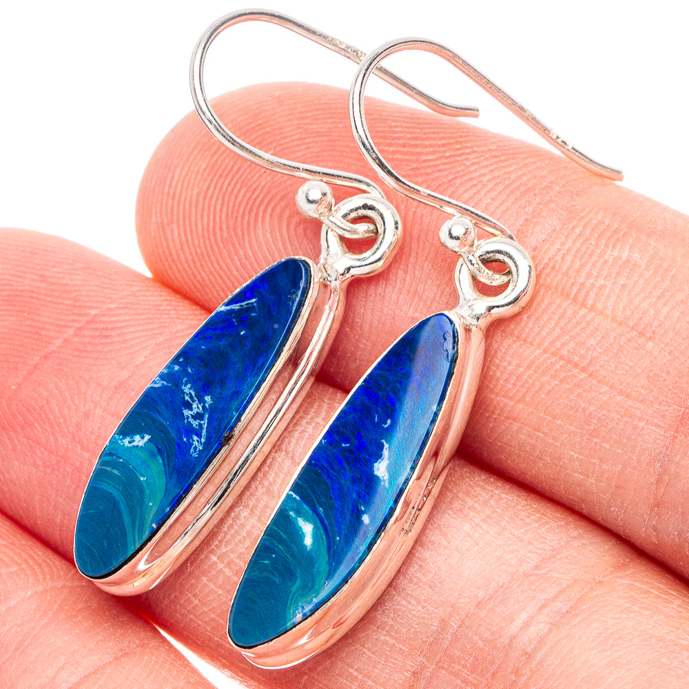 Rare Doublet Opal Earrings 1 3/8" (925 Sterling Silver) E2319