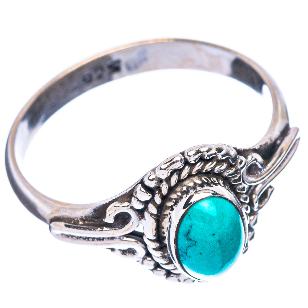 Tibetan Turquoise Dainty Ring Size 7.75 (925 Sterling Silver) R5942