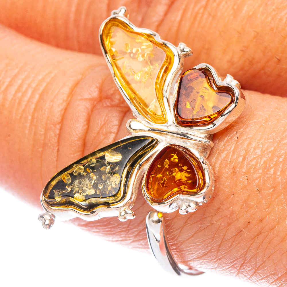 Baltic Amber Butterfly Ring Size 7 (925 Sterling Silver) R7187