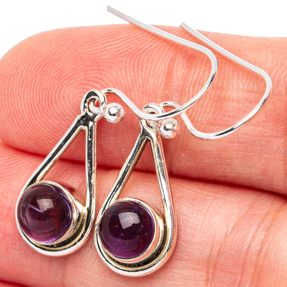 Amethyst Earrings 1 1/4" (925 Sterling Silver) E2996