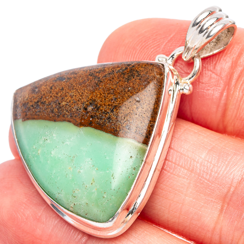 Boulder Chrysoprase Pendant 1 3/8" (925 Sterling Silver) P44041