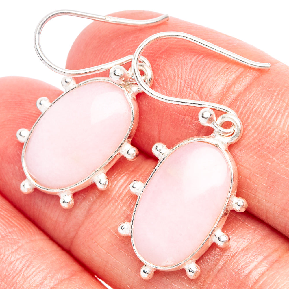 Pink Opal Earrings 1 1/4" (925 Sterling Silver) E2351