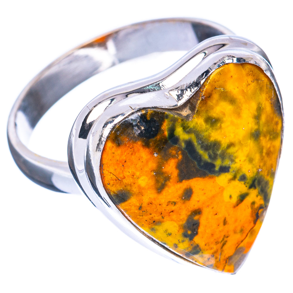 Bumble Bee Jasper Heart Ring Size 8 (925 Sterling Silver) R2919
