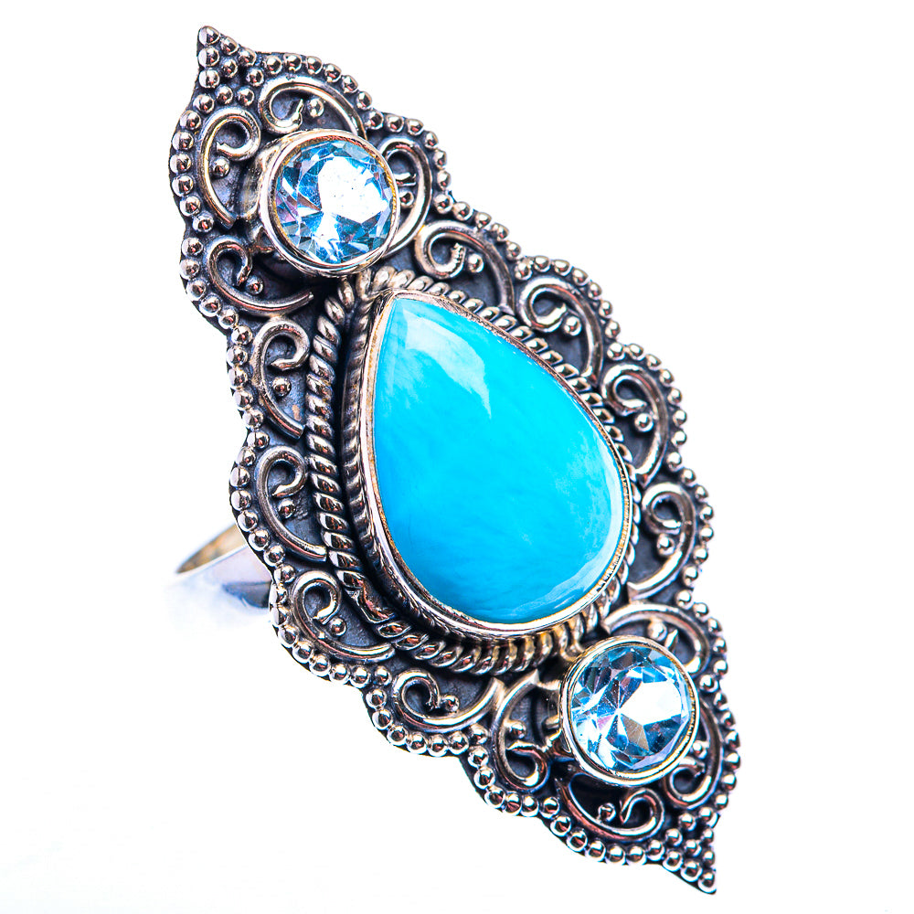 Large Larimar, Blue Topaz Ring Size 8 (925 Sterling Silver) RING140177