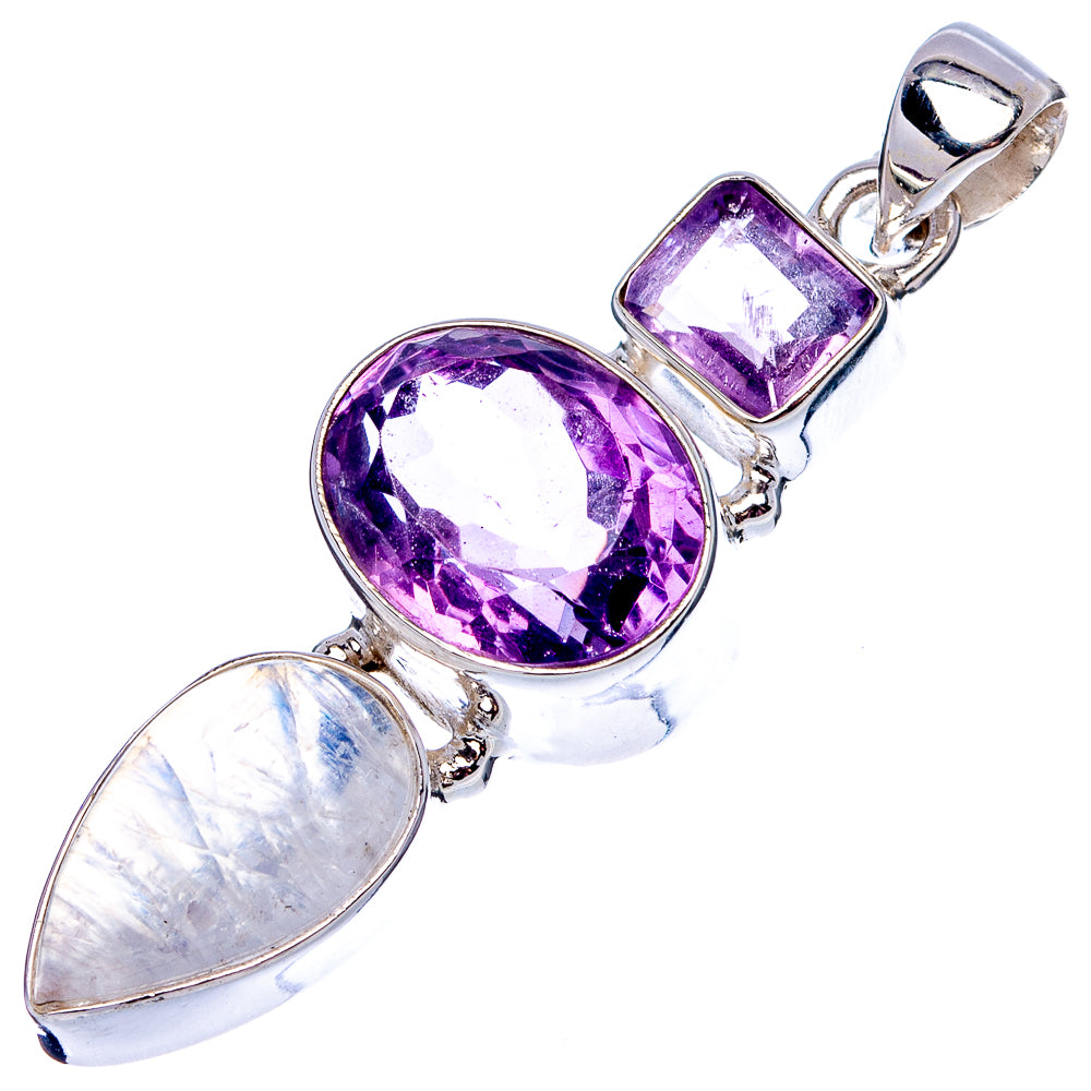 Premium Ametrine, Rainbow Moonstone Pendant 2" (.925 Sterling Silver)