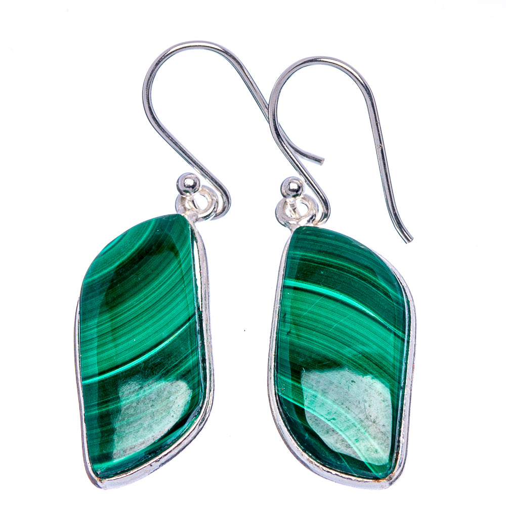 Malachite Earrings 1 5/8" (925 Sterling Silver) E1757