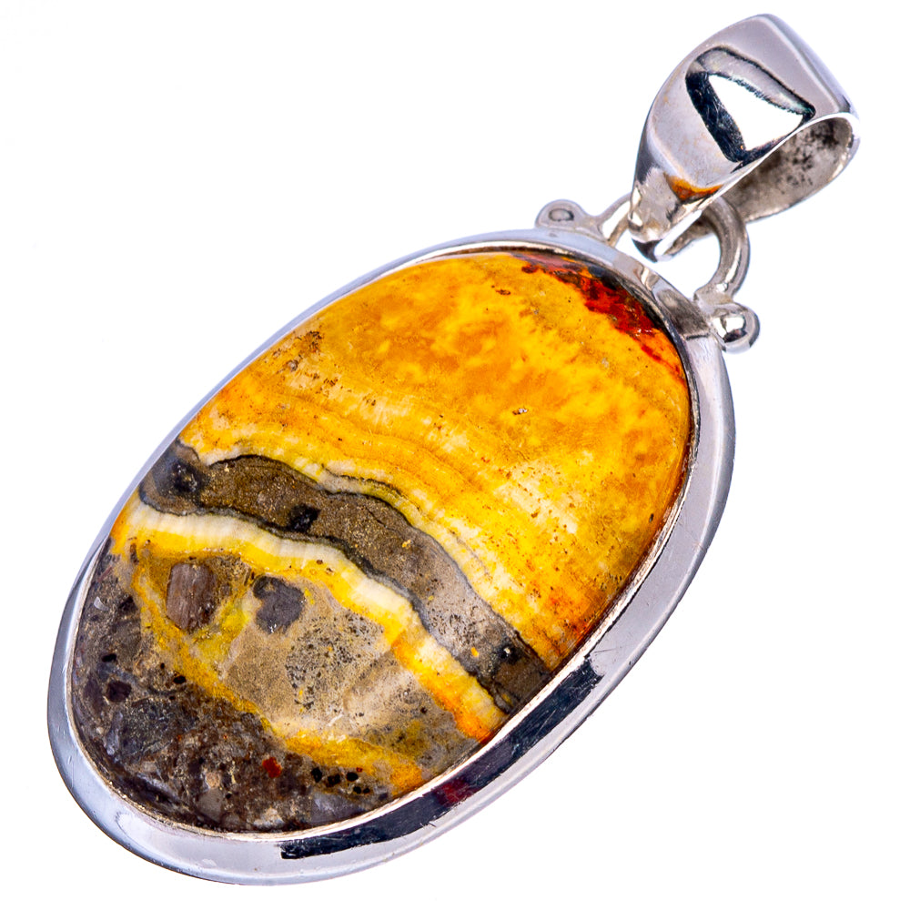 Bumblebee Jasper Pendant 1 3/8" (.925 Sterling Silver)