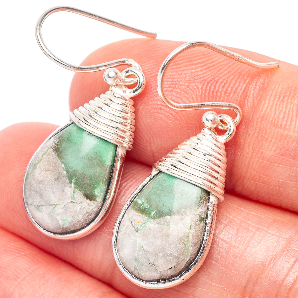 Variscite Earrings 1 3/8" (925 Sterling Silver) E2459