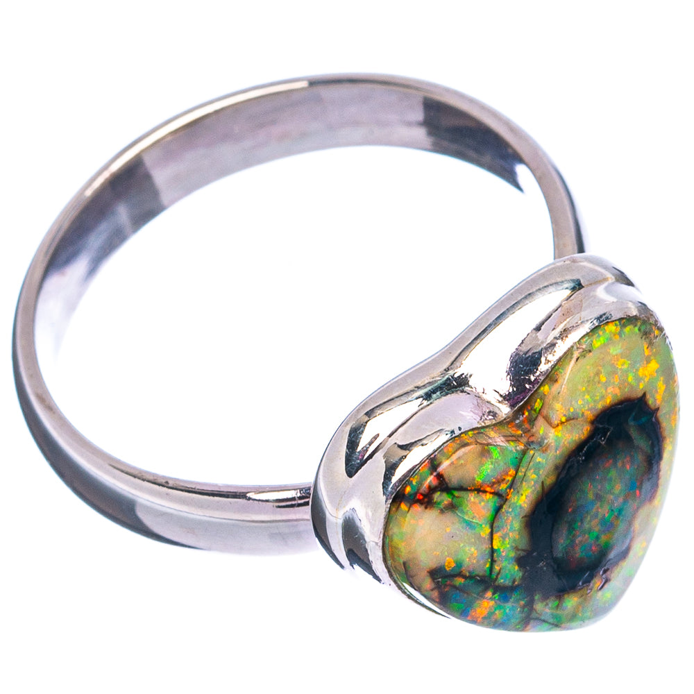 Rare Sterling Opal Heart Ring Size 7.75 (.925 Sterling Silver)