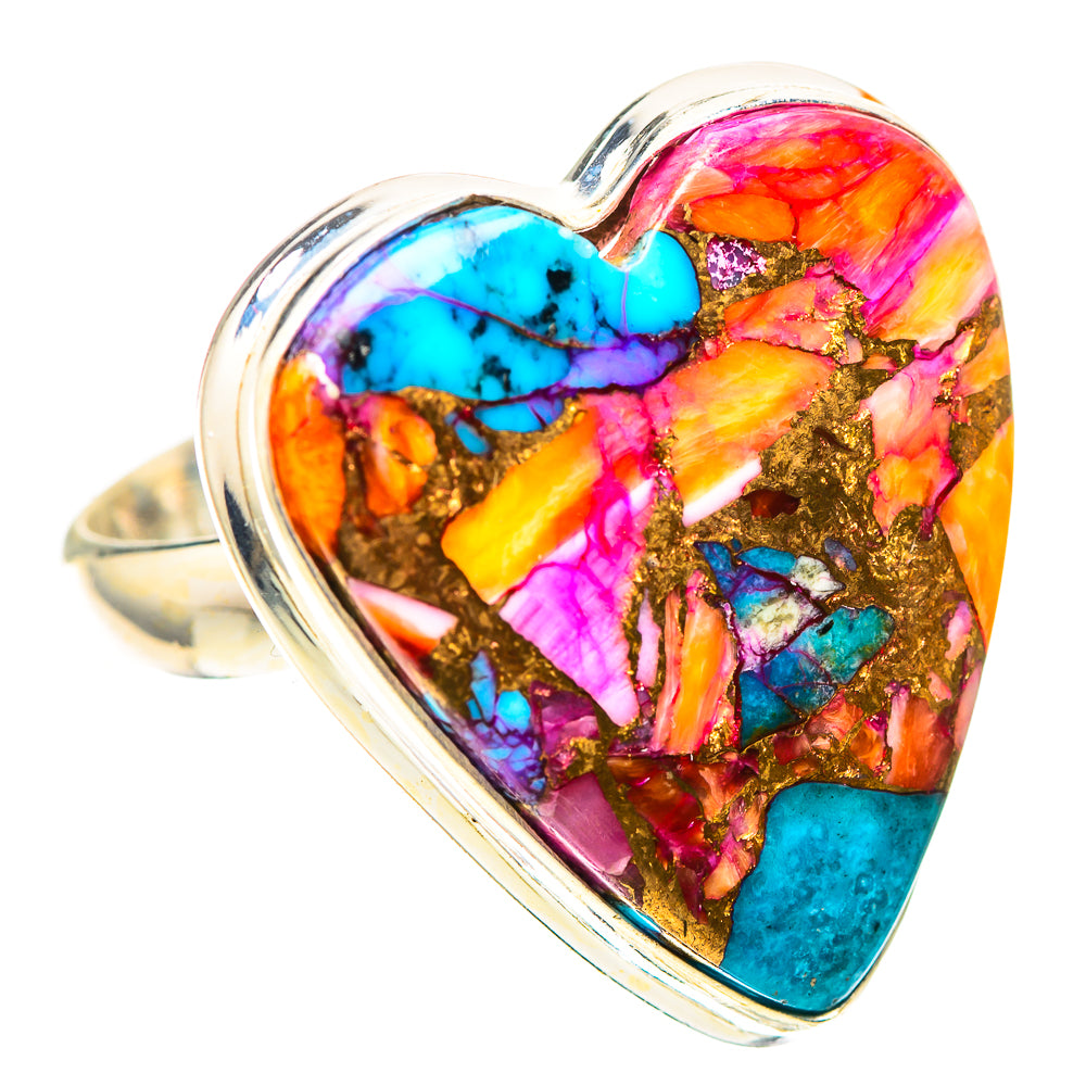 Large Kingman Pink Dahlia Turquoise 925 Sterling Silver Ring Size 8.25 (925 Sterling Silver) RING139639