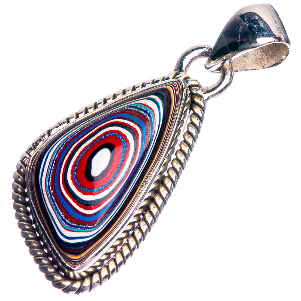 Fordite 925 Sterling Silver Pendant 1 3/8"