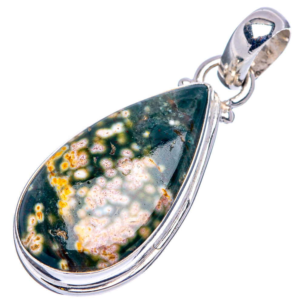 Ocean Jasper Pendant 1 3/8" (.925 Sterling Silver)