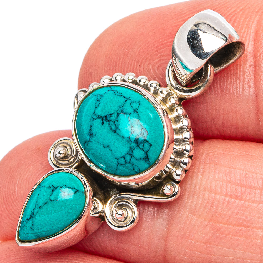 Turquoise Howlite Pendant 1 1/4" (925 Sterling Silver) P45580