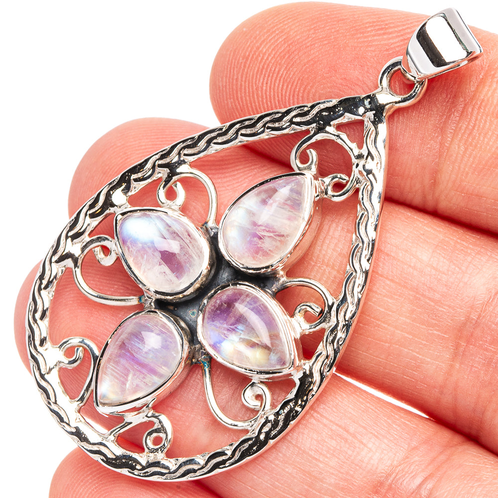 Rainbow Moonstone 925 Sterling Silver Premium Pendants 1 7/8" (925 Sterling Silver) P43704