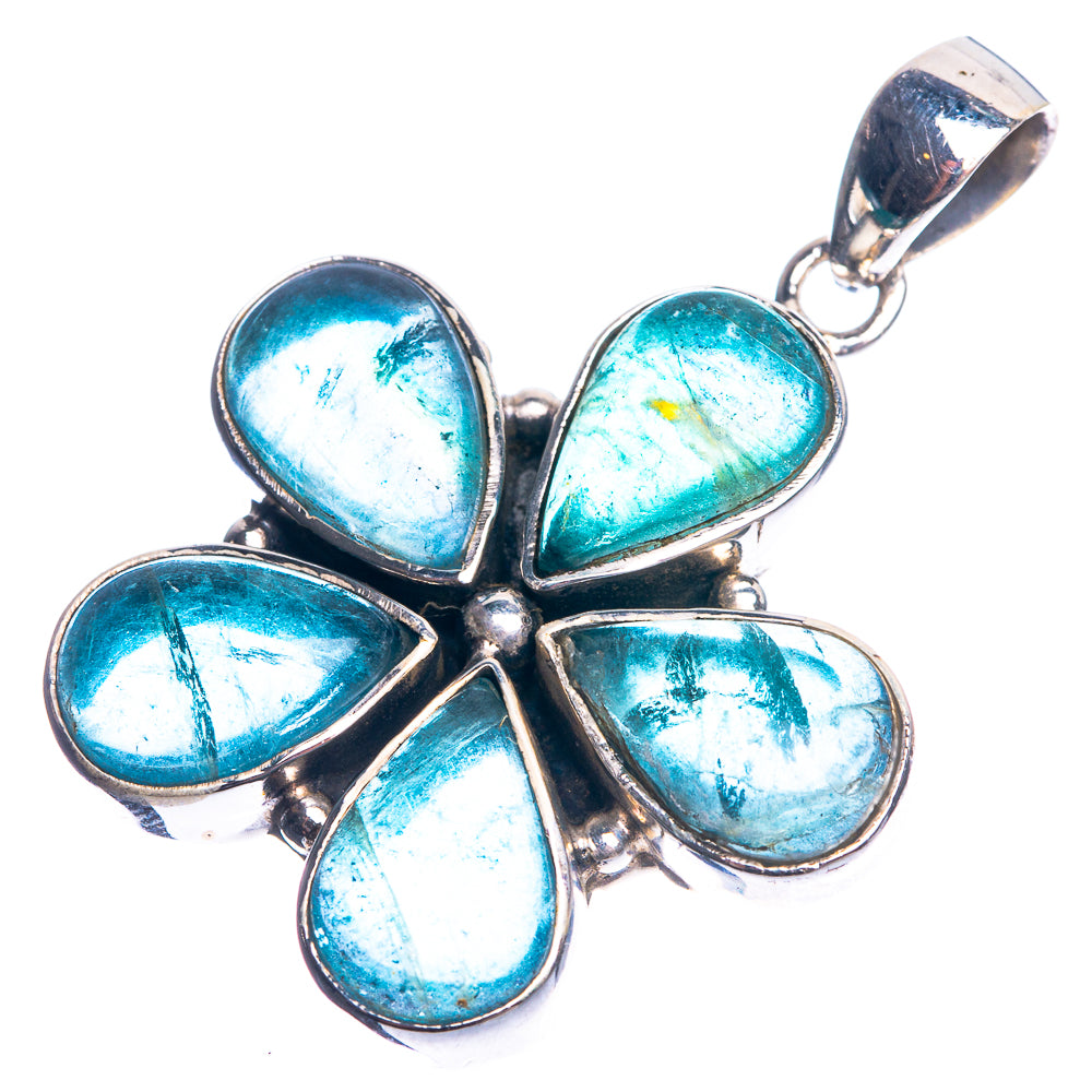 Blue Fluorite 925 Sterling Silver Pendant 1 1/2"