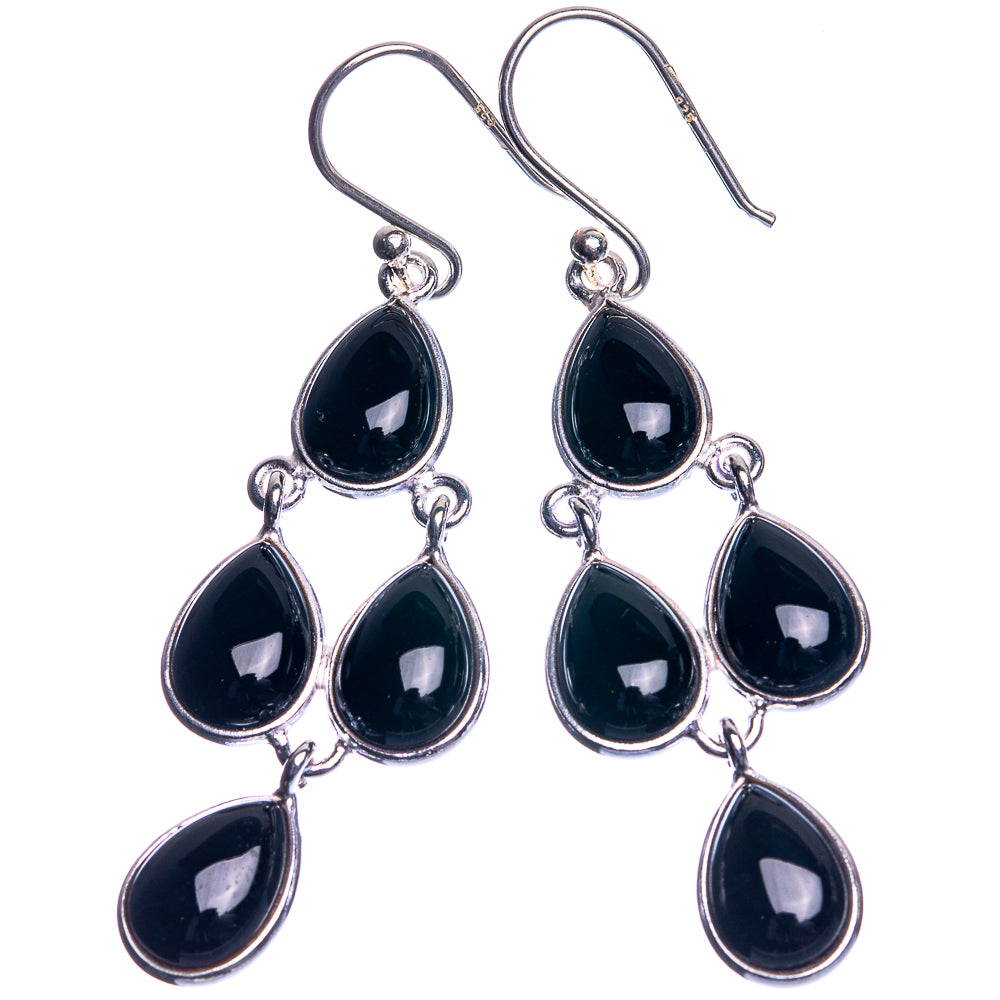 Black Onyx 925 Sterling Silver Earrings 2 1/8"