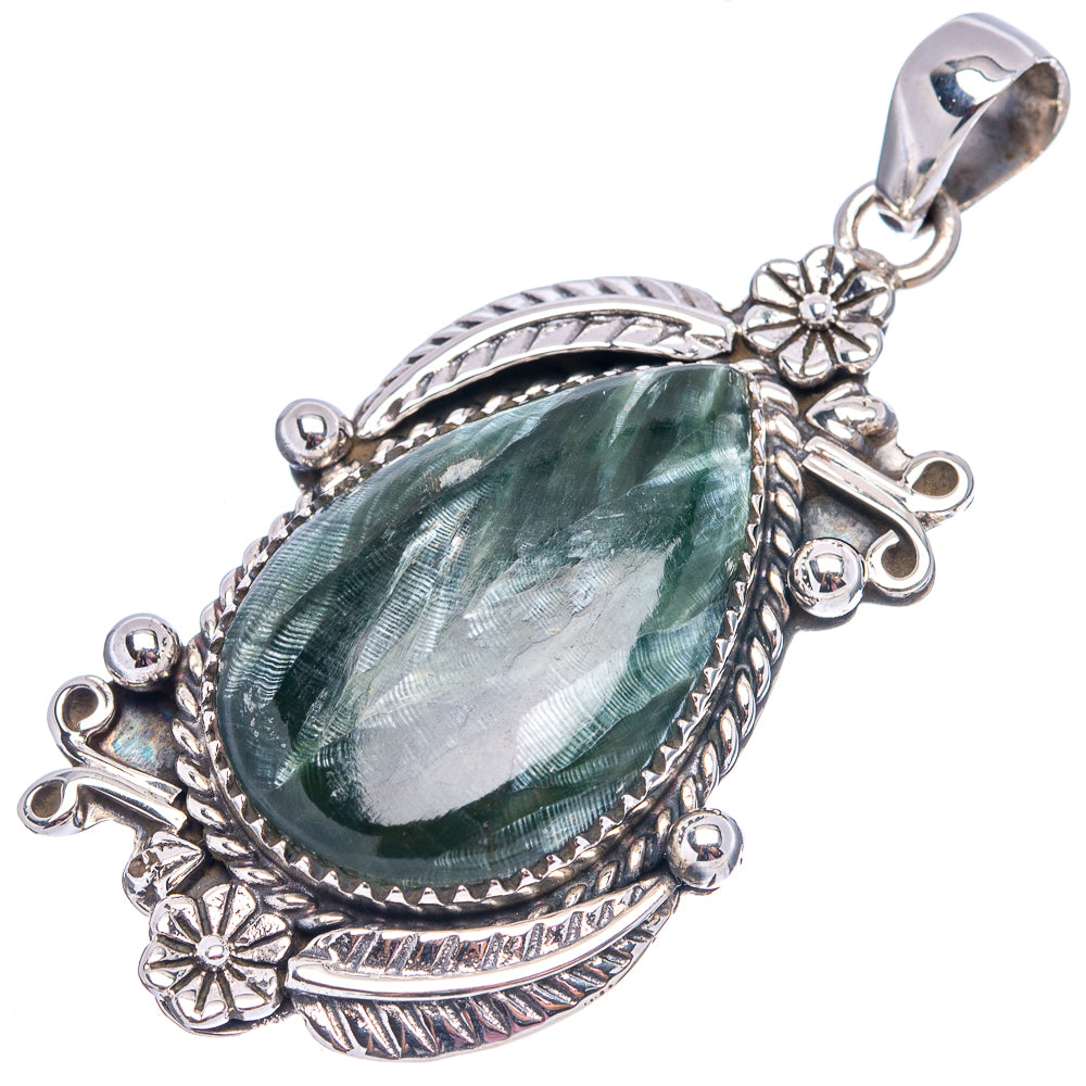 Premium Seraphinite Pendant 2 1/8" (.925 Sterling Silver)