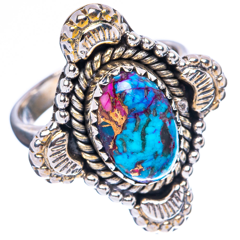 Kingman Pink Dahlia Turquoise Ring Size 6.5 (925 Sterling Silver) R4067